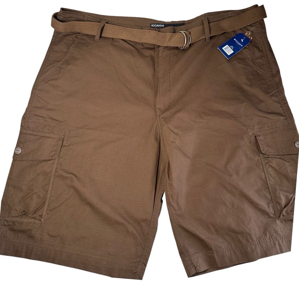 Y2K Rocawear Cargo Shorts Men 54B Brown Cotton Utility Streetwear NWT Baggy